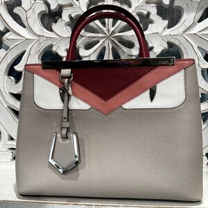 Fendi 2Jours Monster Petite Tote Colorblock Leather Top Handle Bag w Dustbag COA